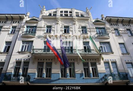 Zadruzna Zveza bâtiment de banque construit dans le style art nouveau en 1907 Banque D'Images