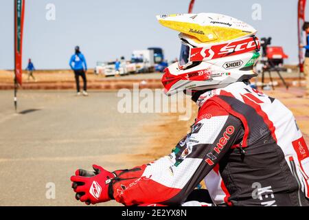 Rodrigues Joaquim (prt), Hero, Hero Motorsports Team Rally, Motul, moto, Vélo, portrait pendant la 12e étape du Dakar 20 / LM Banque D'Images