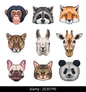 ensemble de neuf animaux domestiques et wild set icônes vecteur conception de l'illustration Illustration de Vecteur