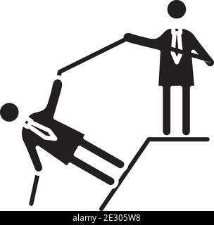 des hommes d'affaires qui font de l'escalade avec des silhouettes en corde icône de style Illustration de Vecteur