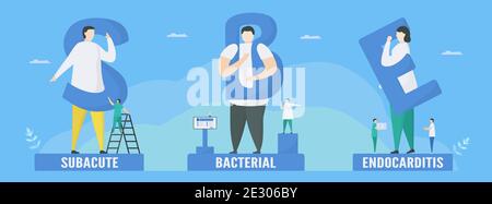 L'endocardite bactérienne subaiguë ou SBE développe lentement le type d'endocardite infectieuse. C'est l'infection de l'endocarde qui est la chambre cardiaque interne Illustration de Vecteur