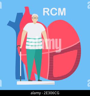 Illustration du vecteur cardiologique. Cette maladie appelle une cardiomyopathie restrictive. Le cœur ne peut pas s'étirer et se remplir de sang. Murs de lui Illustration de Vecteur