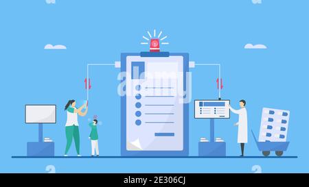 La santé numérique est un mélange de technologies telles que l'IA, la santé, la vie et la société pour accroître l'efficacité et aider le médecin à décider avec précision. VEC Illustration de Vecteur