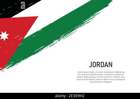 Fond de pinceau à la forme grunge avec drapeau de la Jordanie. Modèle pour bannière ou affiche. Illustration de Vecteur