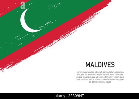 Grunge stylisé pinceau contour fond avec drapeau des Maldives. Modèle pour bannière ou affiche. Illustration de Vecteur