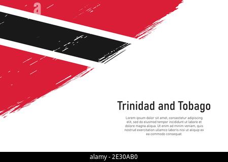 Grunge stylisé pinceau contour arrière-plan avec drapeau de Trinité-et-Tobago. Modèle pour bannière ou affiche. Illustration de Vecteur