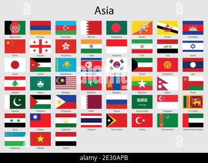 Ensemble de drapeaux pays asiatiques, toutes les collections de drapeaux asiatiques Illustration de Vecteur