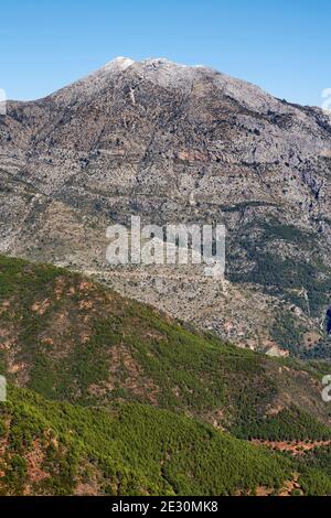 Sommet de Torrecilla dans le Parc National de la Sierra de las Nieves dans la Sierra Ronda, Malaga. Andalousie, Espagne Banque D'Images