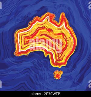 Grunge Australie continent Illustration de Vecteur