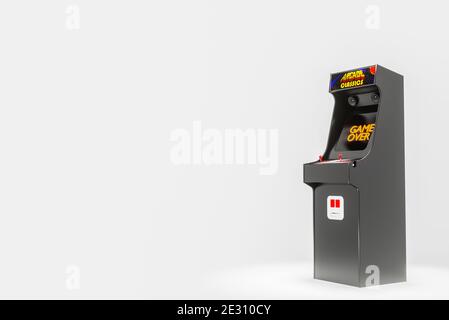 Armoire de jeux vidéo Old Retro Arcade, illustration 3D Banque D'Images