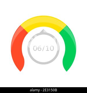 Icône de cadran de mesure de jauge de performance avec numéros de rang, interface du panneau de tableau de bord. Illustration vectorielle isolée. Illustration de Vecteur