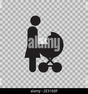 mère avec icône poussette dans le style simple d'icône. Illustration vectorielle sur fond transparent Illustration de Vecteur