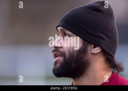 Billy Vunipola de Saracens avant le match de championnat de RFU au Trailfinders Sports Club, Ealing Picture par Daniel Murphy/Focus Images/Sipa USA 07432 188161 16/01/2021 Banque D'Images