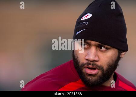 Billy Vunipola de Saracens avant le match de championnat de RFU au Trailfinders Sports Club, Ealing Picture par Daniel Murphy/Focus Images/Sipa USA 07432 188161 16/01/2021 Banque D'Images