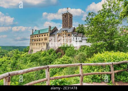 Fondé en 1067, le château de Wartburg est classé au patrimoine mondial de l'UNESCO depuis 1999, Eisenach, Thuringe, Allemagne, Europe Banque D'Images