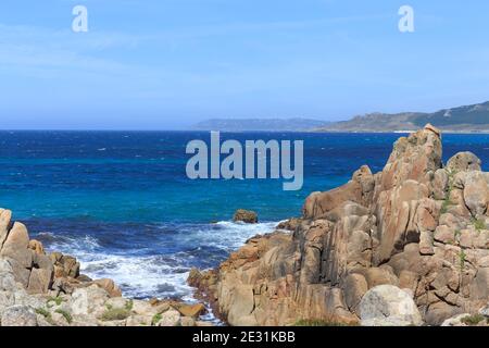 O Cuello da Señora, Camino dos Faros ou le Lighthouse Way, en direction de Camelle, province de la Coruña (Coruna), Galice, Espagne Banque D'Images