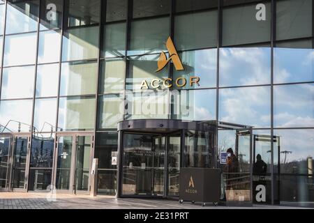 TOUR SEQUANA, SIÈGE SOCIAL D'ACCOR, ISSY-LES-MOULINEAUX Banque D'Images