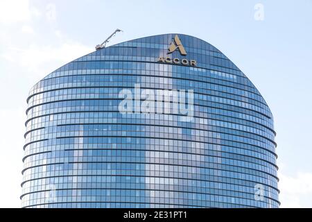 TOUR SEQUANA, SIÈGE SOCIAL D'ACCOR, ISSY-LES-MOULINEAUX Banque D'Images