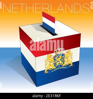 Urne hollandaise avec symboles des pays-Bas et drapeaux, illustration vectorielle Illustration de Vecteur