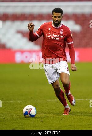 Cyrus Christie de Nottingham Forest pendant le match de championnat Sky Bet au City Ground, Nottingham. Banque D'Images