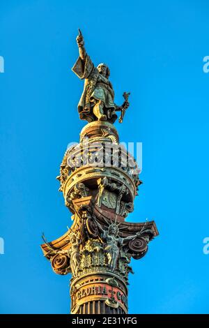 Monument de Christophe Colomb, Barcelone, Catalogne, Espagne Banque D'Images