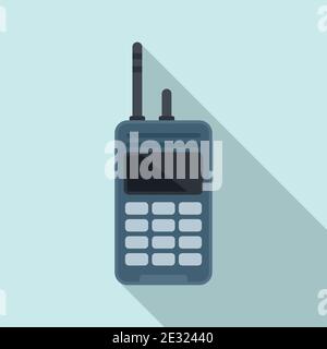 Icône de talkie-walkie policier, style plat Illustration de Vecteur