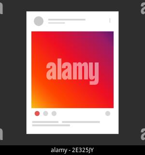 Créer un cadre photo pour publier sur les réseaux sociaux. Écran de l'interface du smartphone en arrière-plan. Poste de réseau social. Illustration vectorielle isolée. Illustration de Vecteur