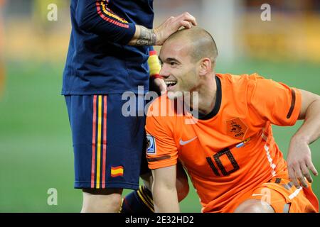 Wesley Sneijder aux pays-Bas lors du match de football final de la coupe du monde de la FIFA, Afrique du Sud 2010, Espagne contre pays-Bas au stade de football de Soccer City à Johannesburg, Afrique du Sud, le 11 juillet 2010. L'Espagne a gagné 1-0. Photo de Henri Szwarc/ABACAPRESS.COM Banque D'Images