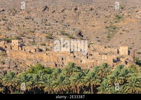 Moyen-Orient, Péninsule arabique, Oman, ad Dahiliyah, Al Hamra. Les ruines d'un ancien village d'Oman. Banque D'Images