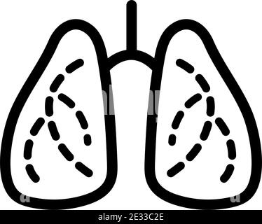 Icône poumons en style contour isolé sur fond blanc. Vecteur de stock de symbole d'organes. Illustration de Vecteur