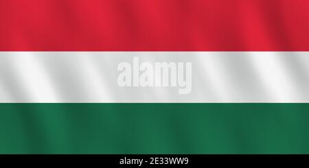 Drapeau de Hongrie avec effet de tissage, proportion officielle. Illustration de Vecteur