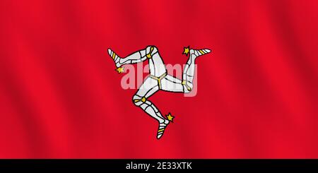 Drapeau de l'île de Man avec effet de tissage, proportion officielle. Illustration de Vecteur
