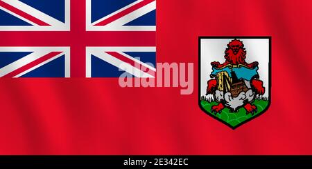 Drapeau des Bermudes avec effet de tissage, proportion officielle. Illustration de Vecteur