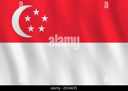 Drapeau de Singapour avec effet de spéléologie, proportion officielle. Illustration de Vecteur