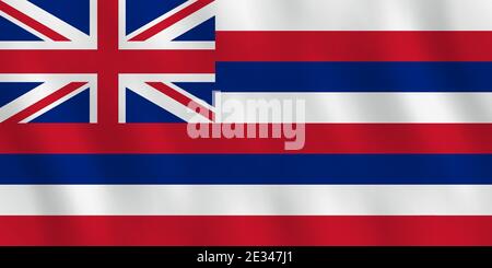 Drapeau d'Etat américain d'Hawaï avec effet de spéléologie, proportion officielle. Illustration de Vecteur