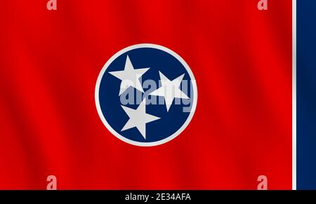 Drapeau de l'État du Tennessee avec effet de tissage, proportion officielle. Illustration de Vecteur