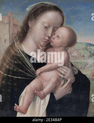 Madonna avec Christ-enfant, par studio d'Adriaen Isenbant. Banque D'Images