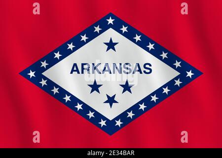 Drapeau de l'état américain de l'Arkansas avec effet de tissage, proportion officielle. Illustration de Vecteur
