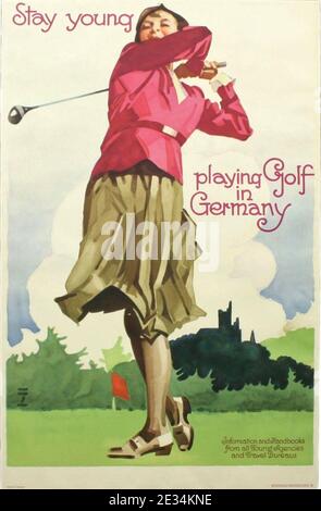 Ludwig Hohlwein - Restez jeune jouant au golf en Allemagne. Banque D'Images