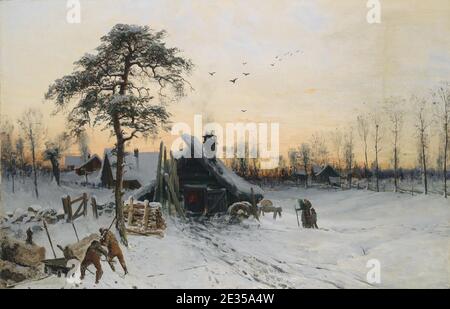 Ludwig Munthe Winterlandschaft im Abendlicht. Banque D'Images