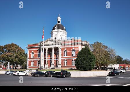 Le palais de justice du comté de Meriwether est un palais de justice historique de comté d'architecture de renouveau classique, à Greenville, Géorgie, États-Unis. Banque D'Images