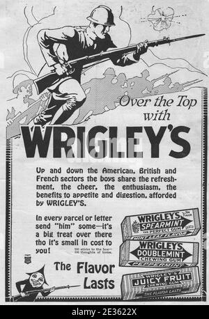 Au sommet avec Wrigley's - Publicité pour le Gum de Wrigley pendant la première Guerre mondiale, vers 1918 Banque D'Images