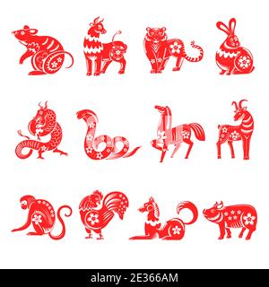 Horoscope chinois douze animaux signes vecteur Illustration de Vecteur