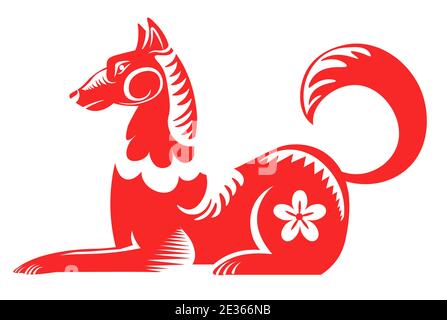 Chien signe horoscope chinois, symbole astrologique Illustration de Vecteur