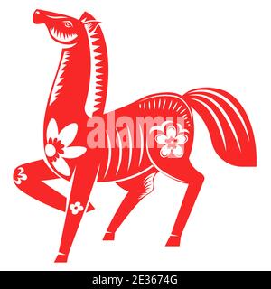 Horoscope lunaire chinois de cheval signe de la nouvelle année Illustration de Vecteur