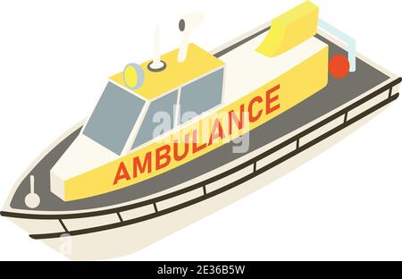 Icône de bateau d'ambulance. Isométrique de l'icône de vecteur de navire d'ambulance pour la conception de Web isolée sur fond blanc Illustration de Vecteur