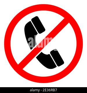 Arrêter le panneau de téléphone. Pas de téléphone. Aucun signe de téléphone isolé. Signe de téléphone cellulaire interdit. Illustration vectorielle. Illustration de Vecteur