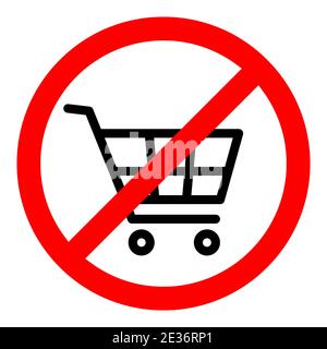Icône de interdiction du panier. Le panier est interdit. Panneau rond rouge STOP ou Ban avec icône de panier. Illustration vectorielle. Aucune icône de panier. Illustration de Vecteur