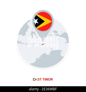 Carte et drapeau du Timor oriental, icône de carte vectorielle avec Timor oriental mis en évidence Illustration de Vecteur