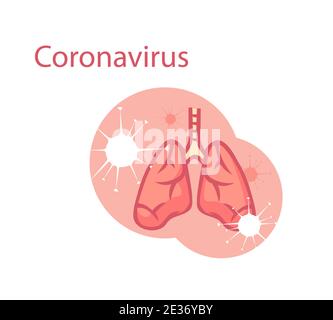 Coronovirus infectant la clipart des poumons. Les virus respiratoires endommagent les organes pulmonaires et causent une pneumonie à la destruction des tissus. Illustration de Vecteur